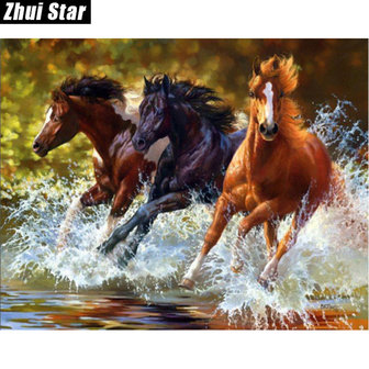 DP0114 Diamond painting paarden in galop 40x50 cm