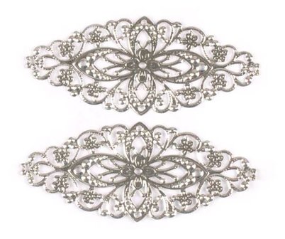 Metalen ornament filigraan 81x34mm zilverkleurig