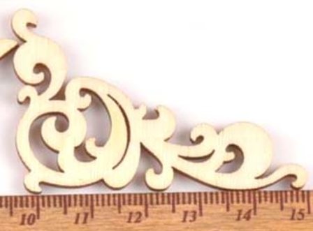Ornament filigraan hoekjes 53mm hout 