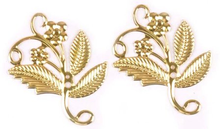 Metalen ornament filigraan bloem 52x41mm goudkleurig