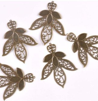 Metalen ornament filigraan bloem 68x55mm bronskleurig
