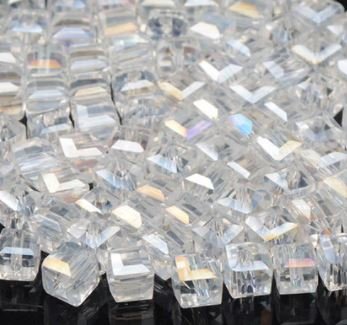 Geslepen Australisch Kristallen Vierkante Kralen 8x8mm wit