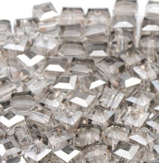 Geslepen Australisch Kristallen Vierkante Kralen 8x8mm grijs