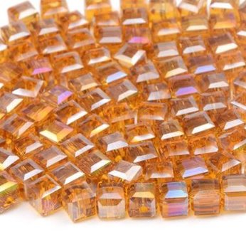 Geslepen Australisch Kristallen Vierkante Kralen 8x8mm geelbruin