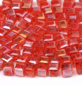 Geslepen Australisch Kristallen Vierkante Kralen 8x8mm rood