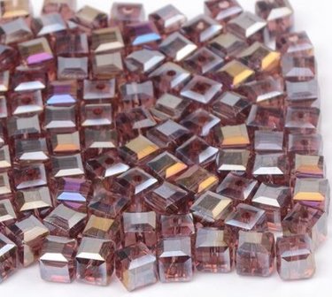 Geslepen Australisch Kristallen Vierkante Kralen 8x8mm purple
