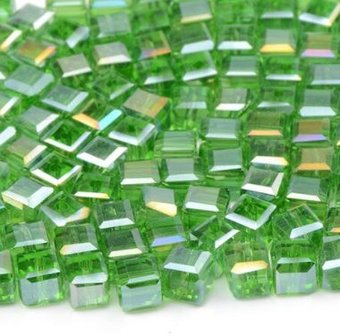 Geslepen Australisch Kristallen Vierkante Kralen 8x8mm groen