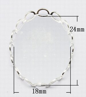 CZM029O25 Metalen zetting voor ovale cabochon / camee van 25 mm 1 st zilverkleurig