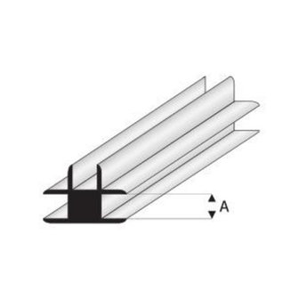 T-connector kunststof voor plaatdikte 1,5mm 1mtr