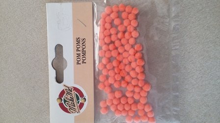 Zakje pompons oranje 100 st 5 mm