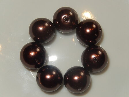 P7123 Glasparel chocoladebruin rond 14 mm