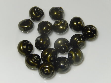 P5615 Glasparel donker olijfgroen rond 8 mm imitatieparel