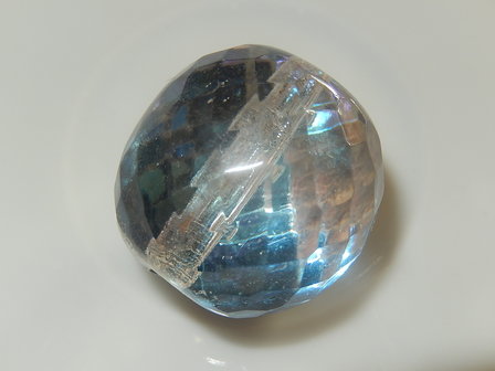B1319 Glaskraal blauwglas met zilvercoating rond 25 mm