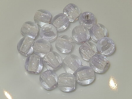 T9121 Tsjechische glaskraal rond glas zilverfolie 8 mm gatgrootte 2 mm