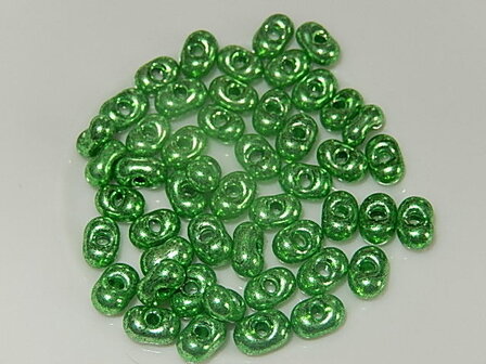 T1202 Tsjechische glaskraal 10 gr metallic groene Preciosa farfalle 3x6 mm