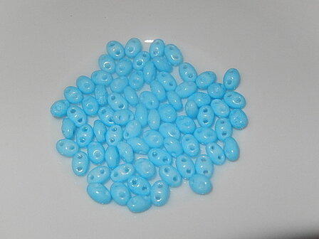 T1312 Tsjechische glaskraal 10 gr preciosa twin blauw opaque  2,5x5 mm