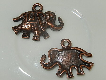 H0113 Olifant metaal koper 20x26x4 mm