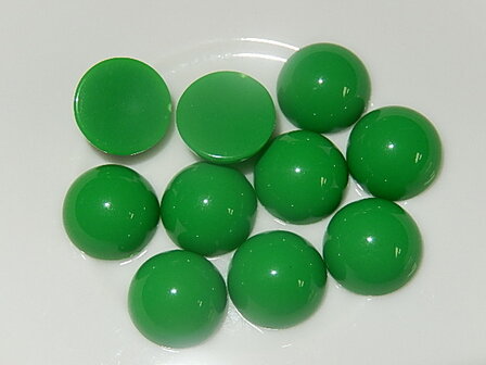 CBK501R12 Acryl cabochon 10 st grasgroen rond 12 mm