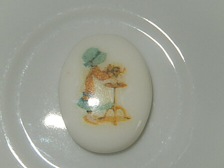 CBP103O25 Proceleinen vintage cabochon &ldquo;holly hobbie&rdquo; afbeelding ovaal 25x19 mm