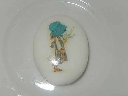 CBP105O25 Proceleinen vintage cabochon &ldquo;holly hobbie&rdquo; afbeelding ovaal 25x19 mm