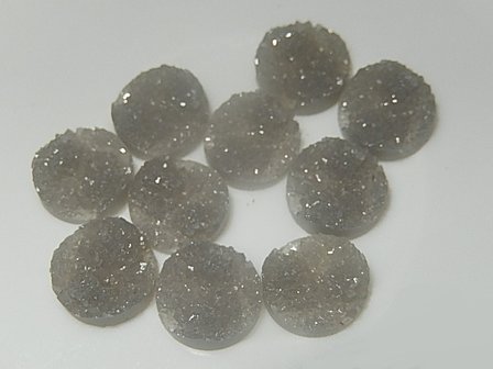 CBK001R12D Imitatie mineraal druzy 10 st grijs 12 mm