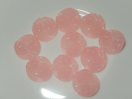 CBK602R12D Imitatie mineraal druzy 10 st babyroze 12 mm