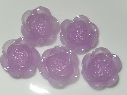 CBK603B18J Jelly resin bloem 5 st pastel paars 18 mm