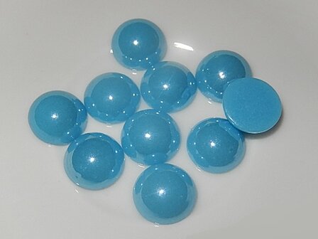 CBG401R11 Glas cabochon 10 st parelmoer turquoise 11,5 mm