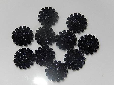 CBK001B13 Resin bloem 10 st zwart 13,5 mm