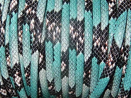 DRL401R60 PU imitatieleer gestikt 20 cm turquoise slangeleer 6 mm