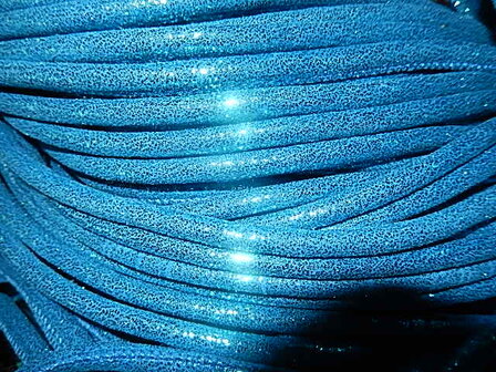 DRL402R60 Gestikt imitatie leer 20 cm metallic petroleum blauw 6 mm
