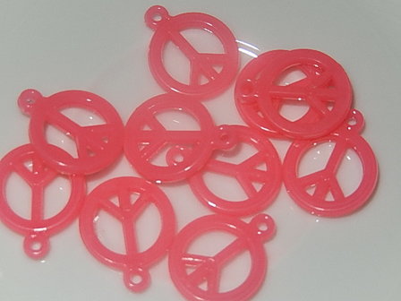 HAK602R14 Resin hanger peace-teken 10 st neonroze 17x14 mm