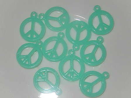 HAK402R14 Resin hanger peace-teken 10 st mint 17x14 mm