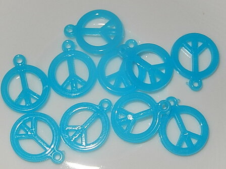 HAK401R14 Resin hanger peace-teken 10 st aqua 17x14 mm