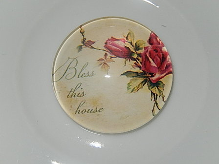 CBG115R25 Glascabochon met bloemen 1 st rond 25 mm