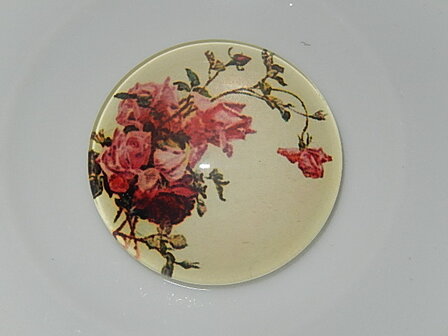 CBG116R10 Glascabochon met bloemen 1 st rond 10 mm