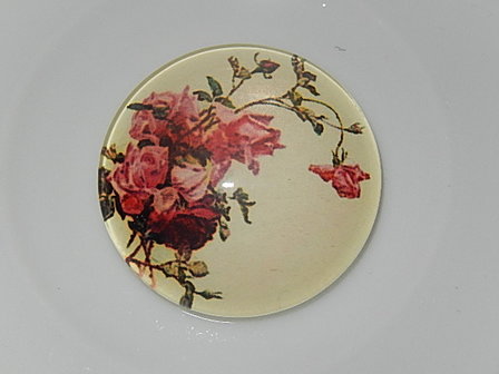 CBG116R14 Glascabochon met bloemen 1 st rond 14 mm