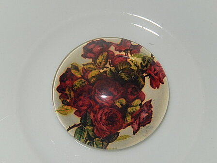 CBG112R20 Glascabochon met bloemen 1 st rond 20 mm