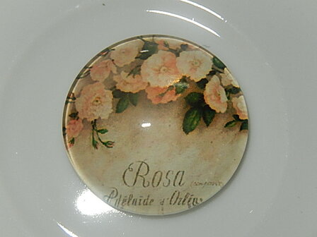 CBG114R14 Glascabochon met bloemen 1 st rond 14 mm