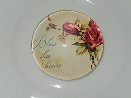 CBG115R14 Glascabochon met bloemen 1 st rond 14 mm