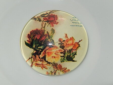 CBG110R18 Glascabochon met bloemen 1 st rond 18 mm