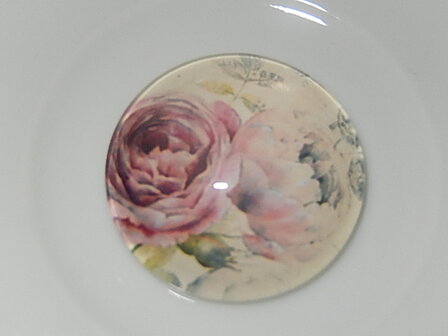 CBG106R18 Glascabochon met bloemen 1 st rond 18 mm