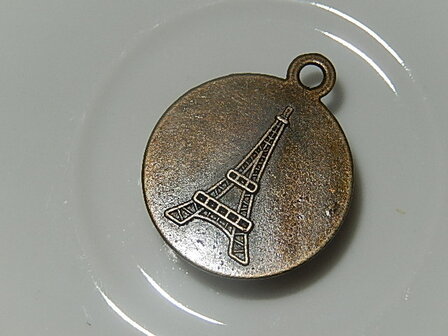 HAM701R18 Bronzen hanger met vlindercabochon met aan de achterzijde de eifeltoren 25x22 mm cabochon 18 mm