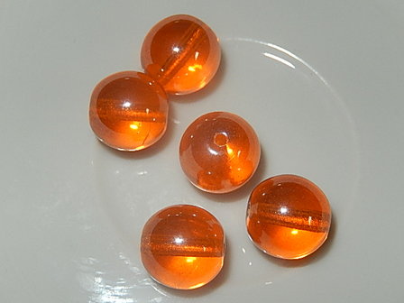 KRG801R12T Tsjechische glaskraal 5 st oranje met coating rond 12 mm