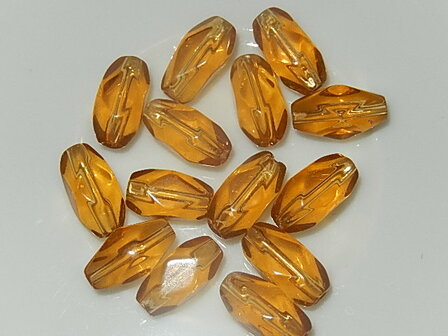 B3327 Glaskraal rookgeel ovaal 13x7 mm met facetten