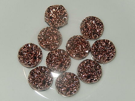 CBK204R12D Imitatie mineraal druzy 10 st koper-champagne 12 mm