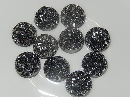 CBK002R12D Imitatie mineraal druzy 10 st antraciet 12 mm