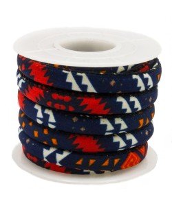 DRN404R050 Nylon sieradenkoord 20 cm blauw met Aztec motief Nahua 5 mm