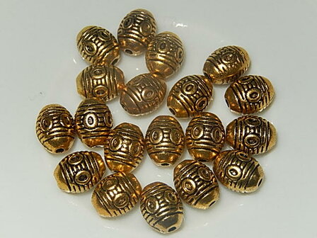 M3116 Metalen kraal 1 st antiek goud ovaal 8,5x6 mm