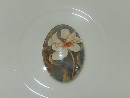 CBG956O25 Glascabochon met bloemen ovaal 25x18 mm